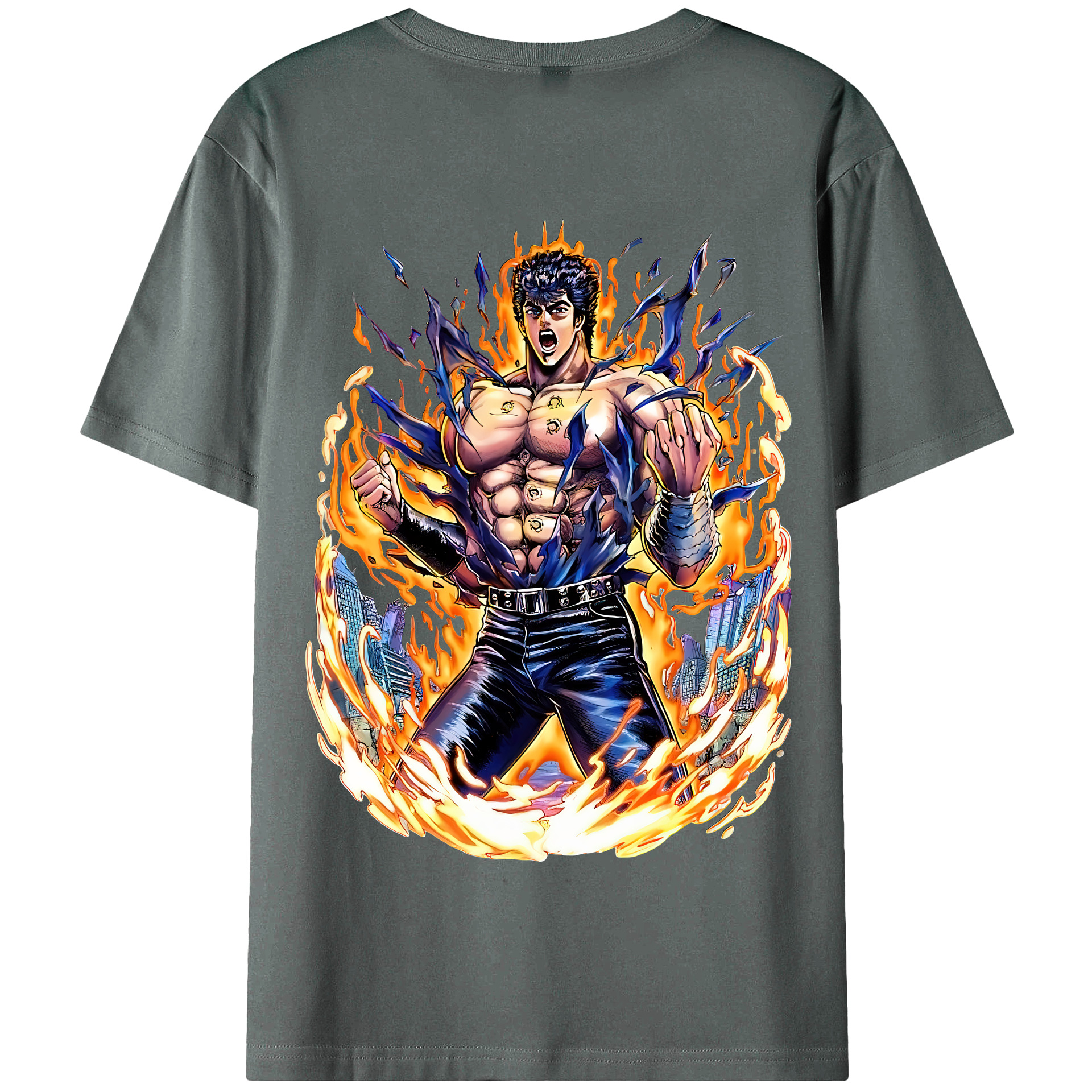 （画像用） 北斗の拳 Fist of the North Star 綿100％半袖Tシャツ（背面プリント）